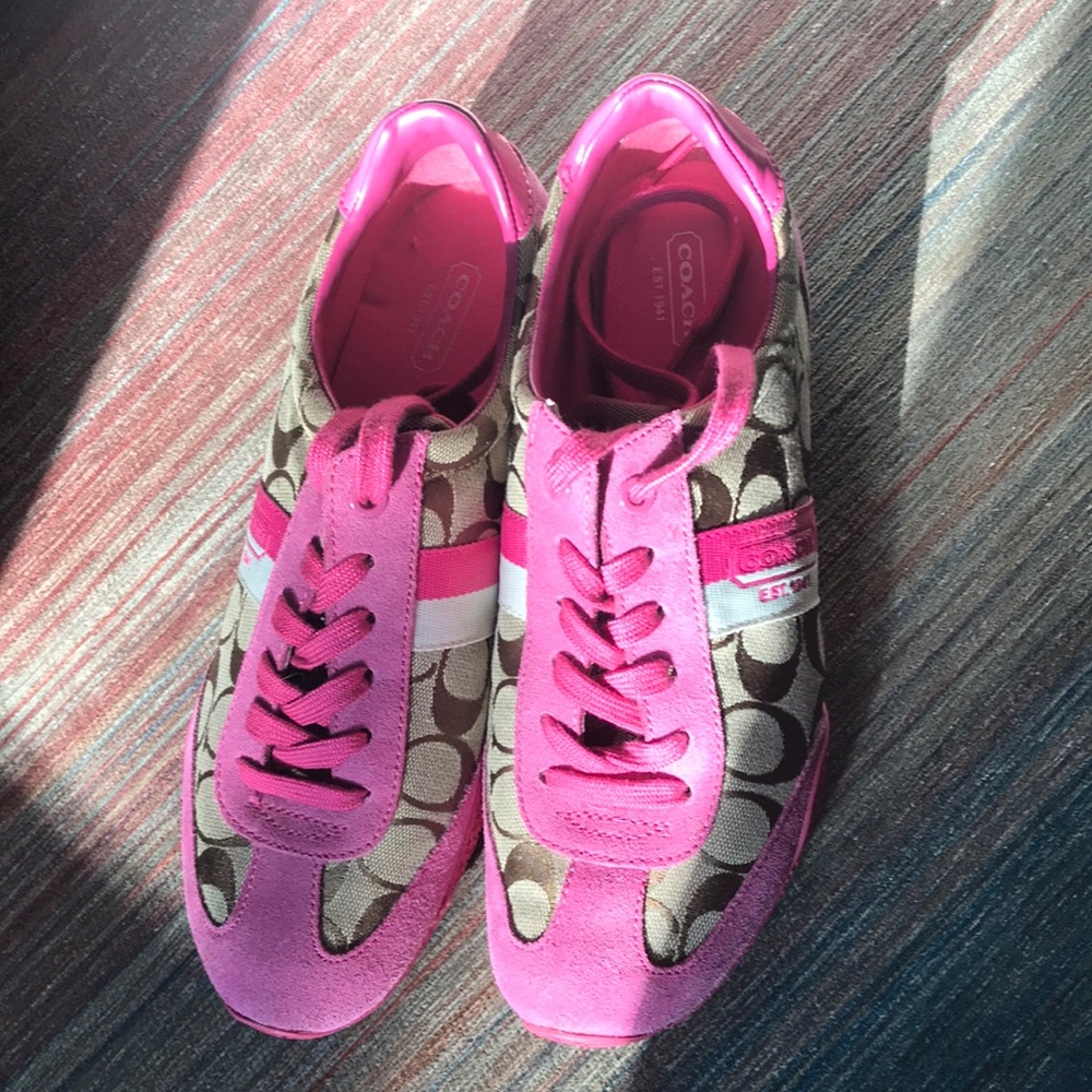 Coach pink tennis shoes. 10 M